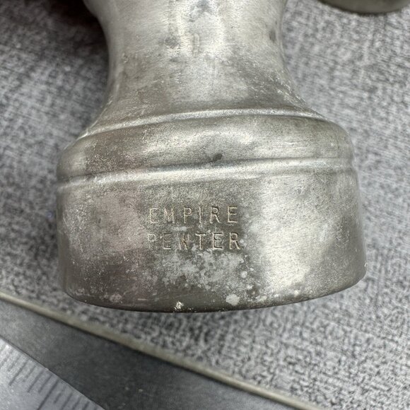 Vintage Pewter Salt & Pepper Shaker Set Empire Pewter Made in Italy Mill Set - Picture 7 of 9